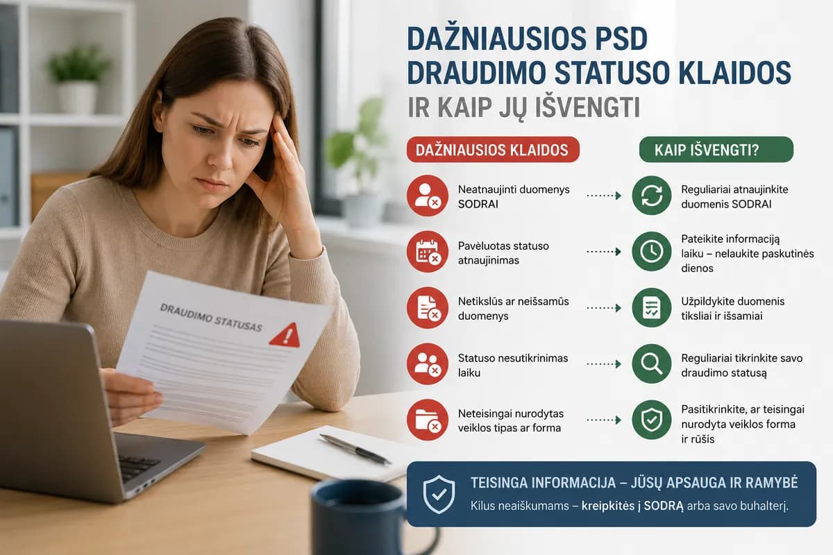 Dažniausios PSD draudimo statuso klaidos ir kaip jų išvengti